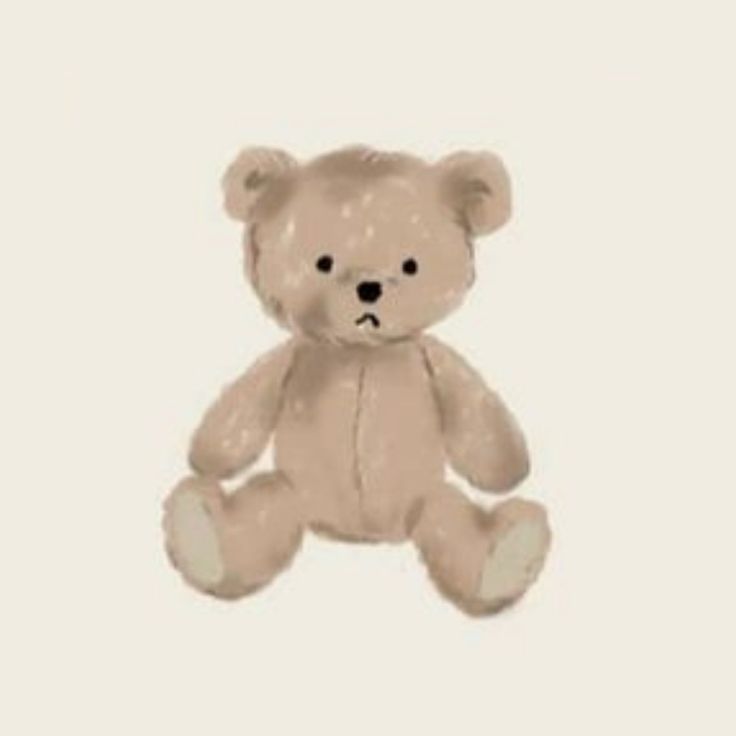 a brown teddy bear sitting up against a white background