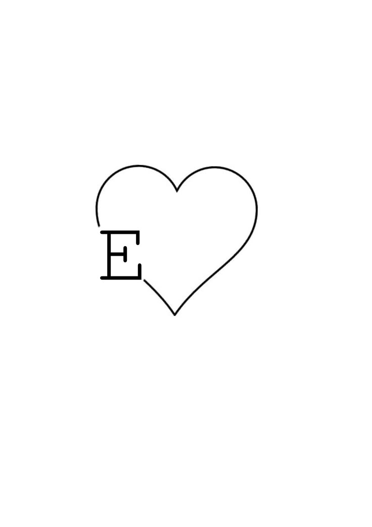 the letter e is in the shape of a heart with an e on it's side