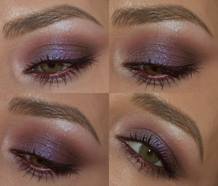 Purple Mauve Makeup Look, Wedding Makeup For Blue Eyes Purple, Holographic Smokey Eye, Purple Smokey Eye Brown Eyes, Smokey Lavender Eye Makeup, Nye Eye Makeup Purple, Purple Makeup For Hazel Eyes, Makeup With Violet Dress, Violet Dress Makeup