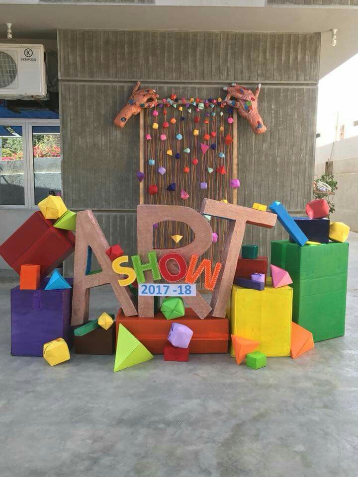 the sign is made out of wooden blocks and has letters that spell out show on it