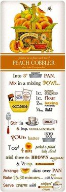 an advertisement for peach cobbler