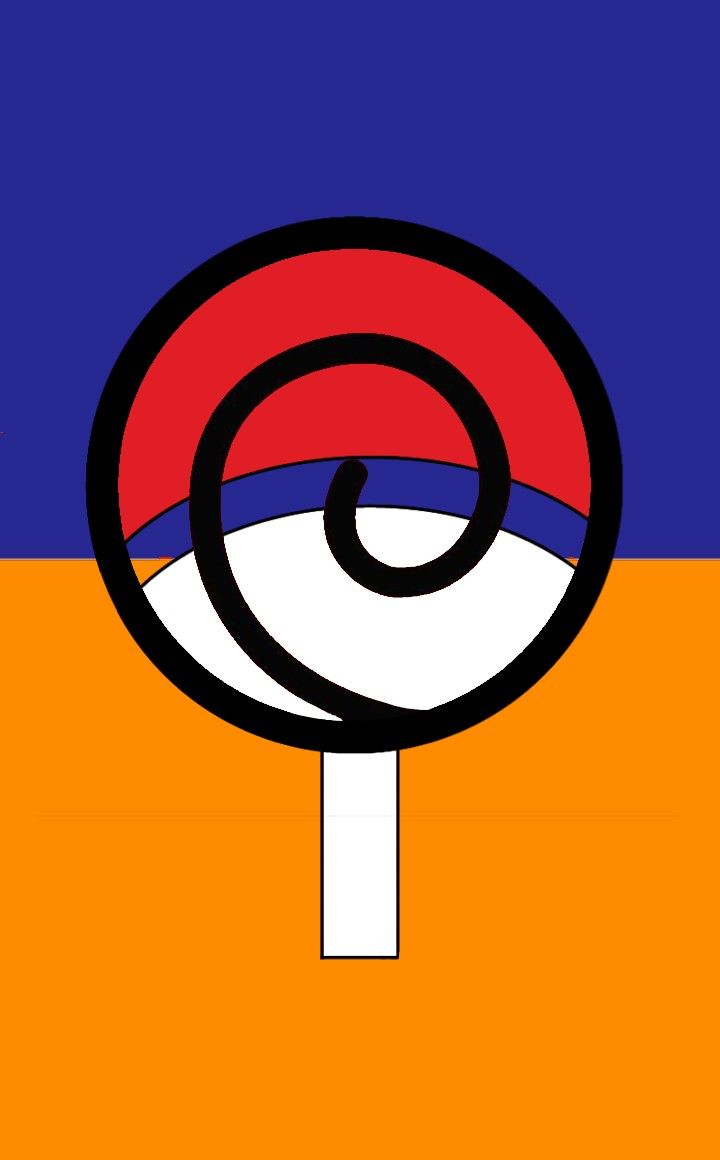 an image of a lollipop on a blue, orange and red background