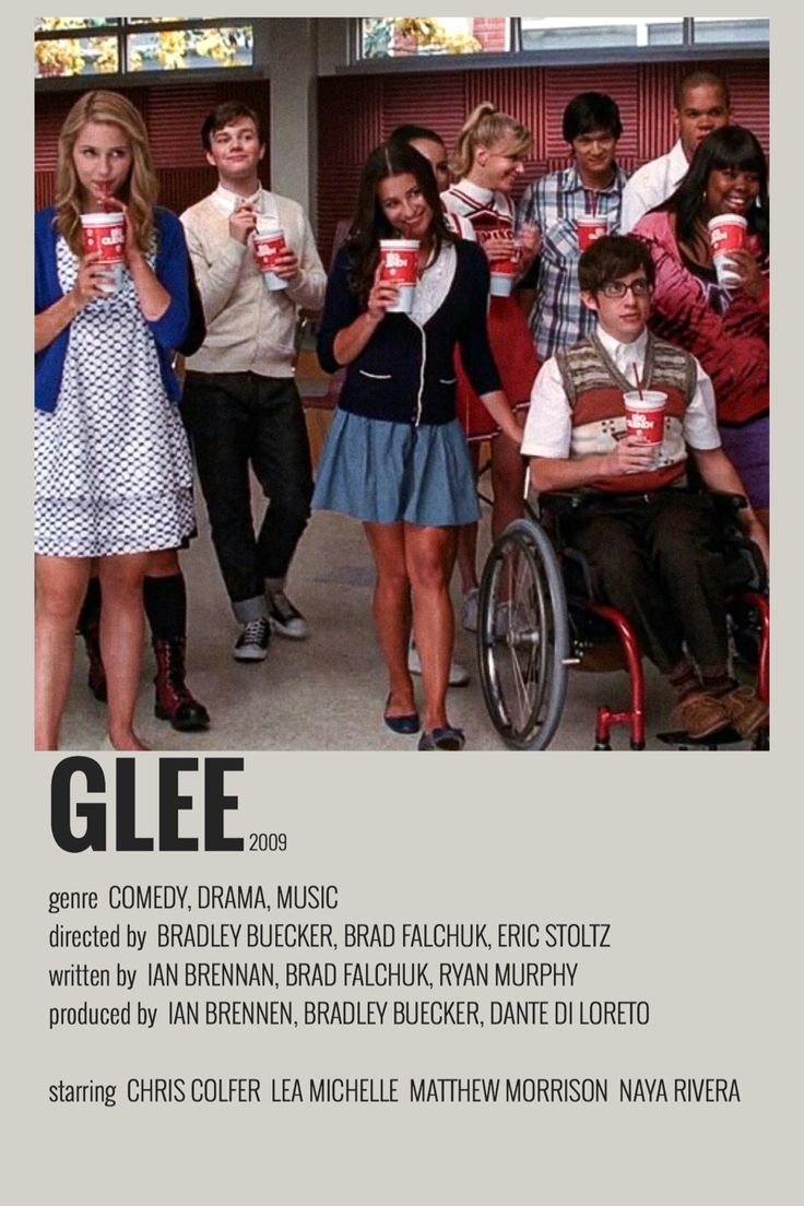 an advertisement for glee with people holding cups