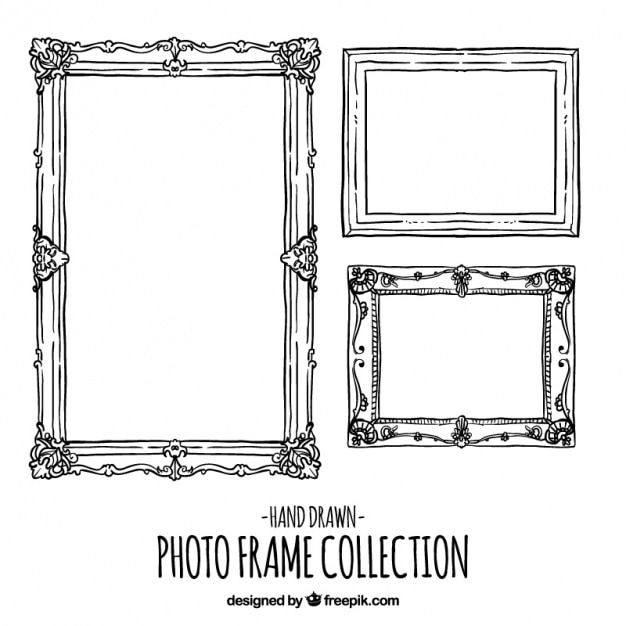 hand drawn photo frame collection in black and white