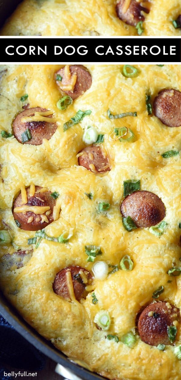 a close up of a casserole in a pan with sausage and green onions