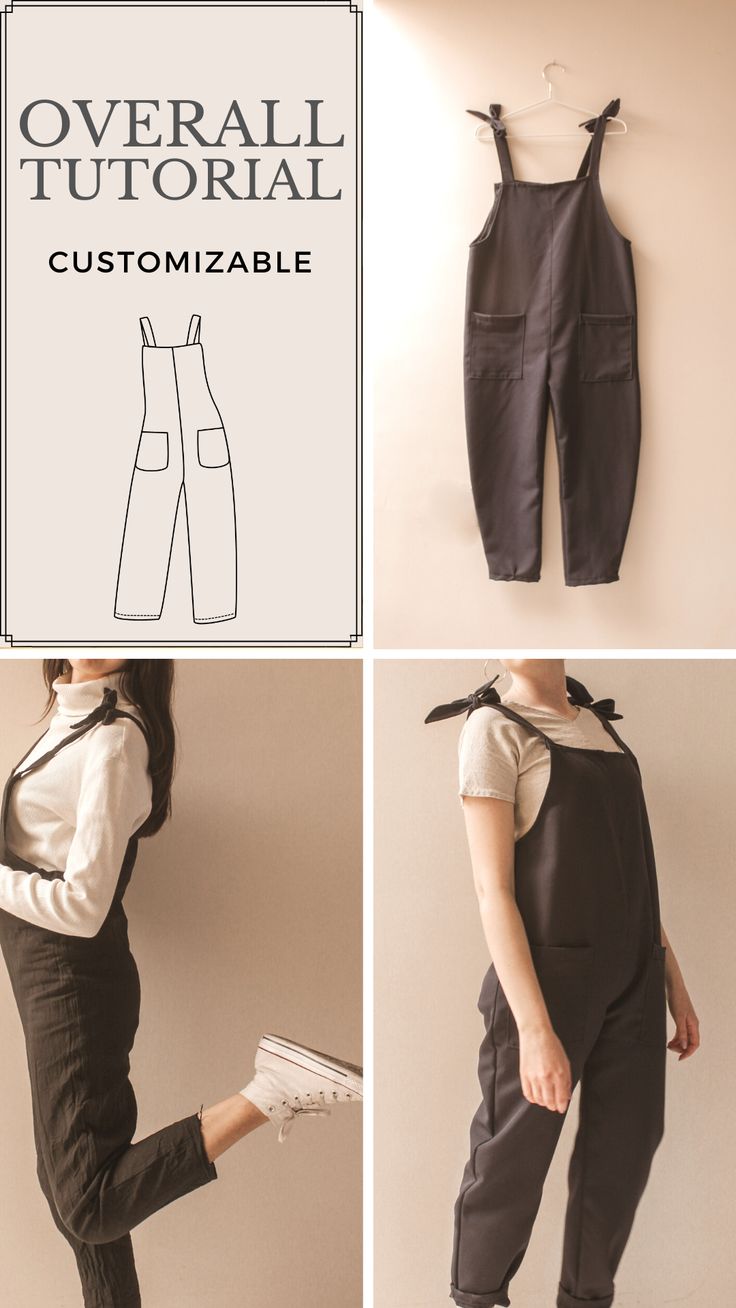 Overall Sewing Tutorial Easy Sew Overalls, Easy Overalls Sewing Pattern Free, Free Clothing Patterns For Women Sewing, Overall Pattern Sewing Women, Free Sewing Patterns Overalls, Diy Jumper Pattern, Overall Sewing Pattern Free, Sew Overalls Free Pattern, Diy Overalls Pattern