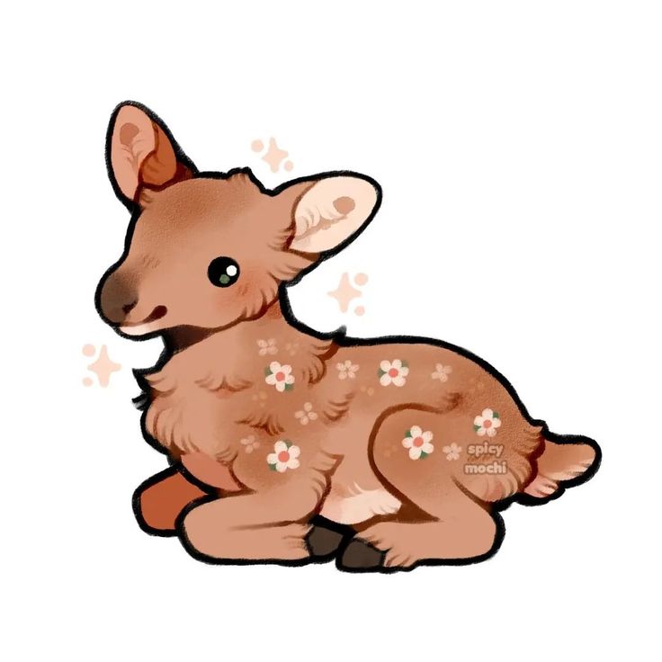 a baby kangaroo with flowers on its back