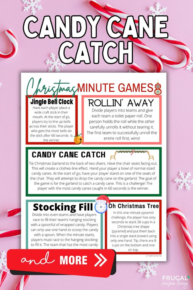 the candy cane catch game is shown on a pink background