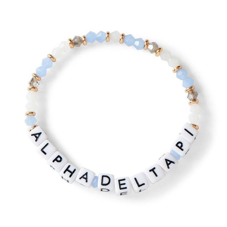 PRICES MAY VARY. REPRESENT & SUPPORT – A sorority family is a family unlike any other. Wear that on your sleeve (literally!) with our Alpha Delta Pi big and little bracelets sorority sisters are sure to love. Represent your sisterhood wherever you go and express your love and support. CLASSY ELEGANCE – The Alpha Delta Pi Name Bracelet is one of a kind when it comes to beauty, elegance, and sheer class. Glass and 18K gold plated beads work harmoniously together to form a sorority sister jewelry p Sorority Family, Big Little Sorority, Sorority Colors, Sorority Jewelry, Bracelet Organizer, Big Sister Gifts, Big Little Gifts, Beads Work, Glass Bead Bracelet