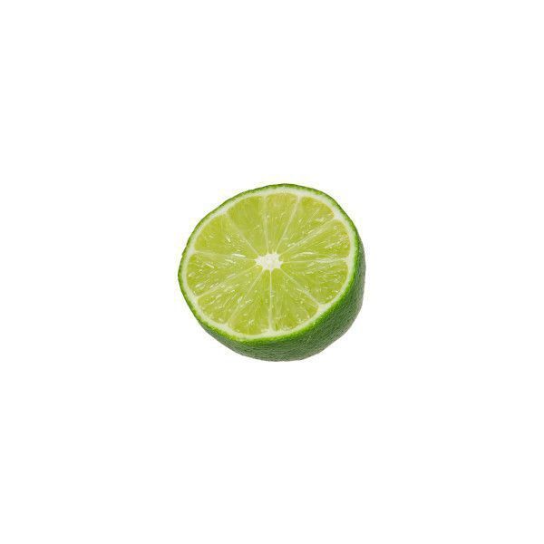 a lime cut in half on a white background