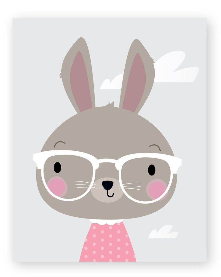 a rabbit wearing glasses with clouds in the sky behind it's ears and nose