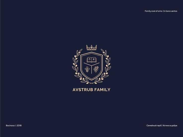 the logo for an australian family is shown on a dark blue background with gold accents