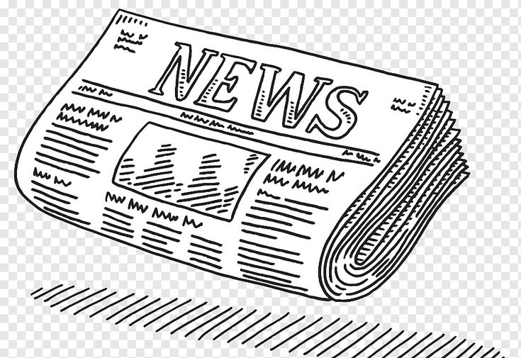 a news paper with the word news on it is flying through the air and has been drawn