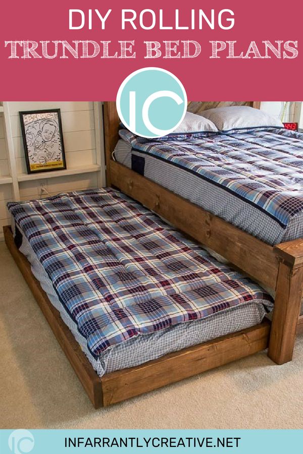 a bed frame with the words diy rolling trundle bed plans on it