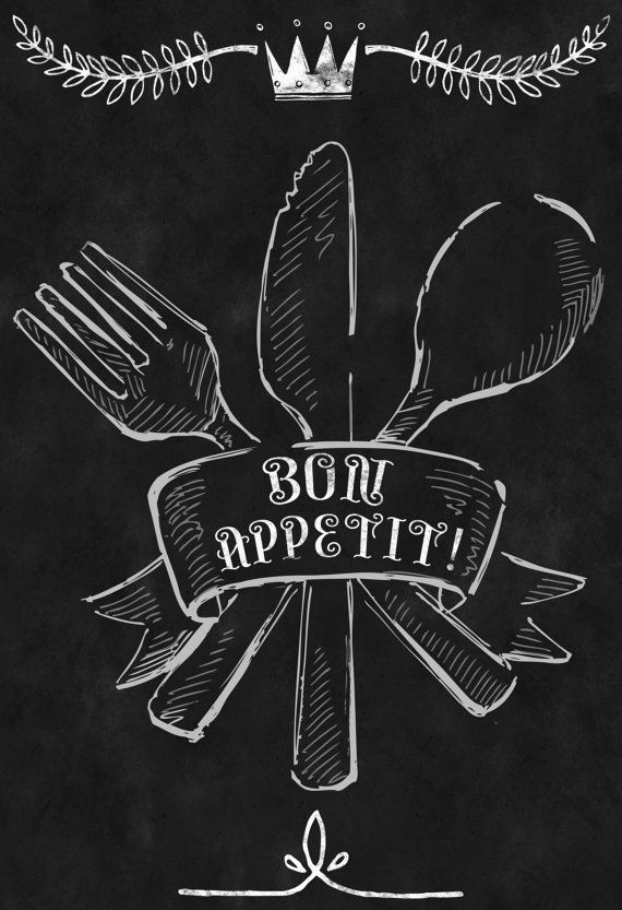 a blackboard drawing with the words bon appeti written on it