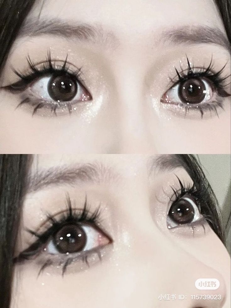 Douyin Makeup Double Lid, Ulzzang Eyes, Dark Douyin Makeup, Gyaru Makeup, Douyin Makeup, Cute Eye Makeup, Doll Eye Makeup, Kawaii Makeup, Ethereal Makeup