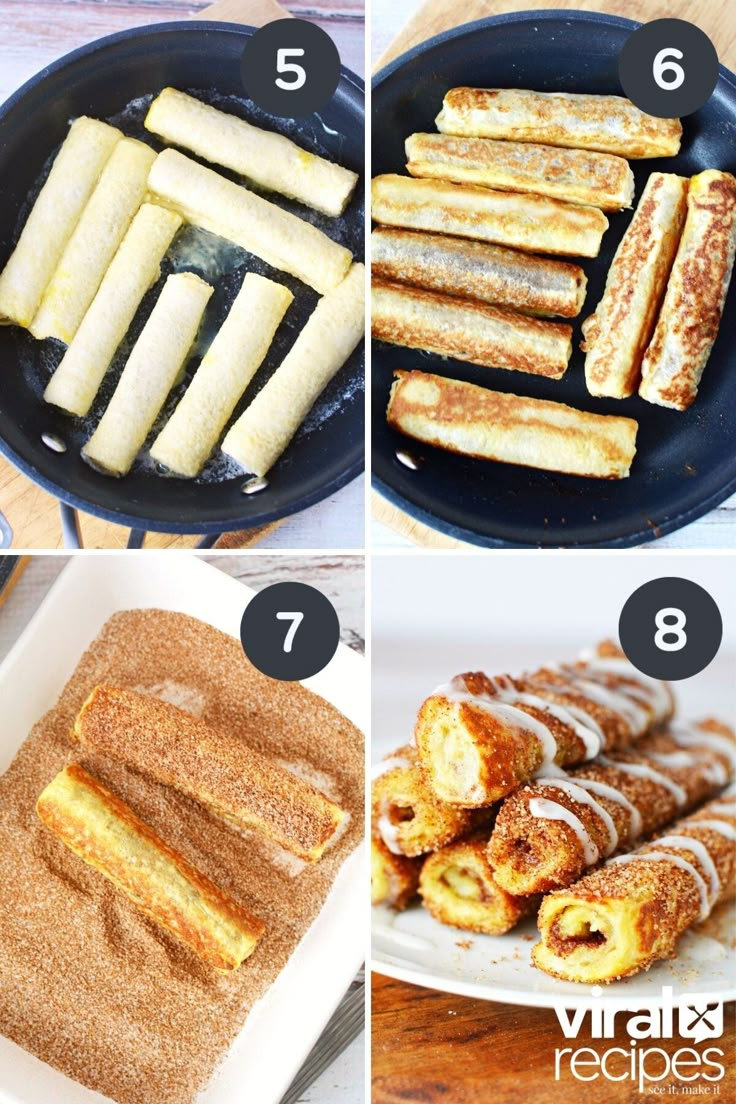 four pictures showing different types of pastries and how to make them in a pan