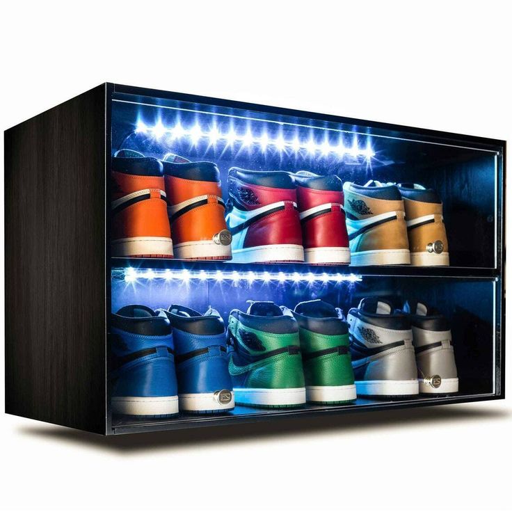 Sneaker Throne Shoe Rack with Lights - Sleek Wood Shoe Shelf with Sliding Doors - Premium Shoe Organizers and Shoe Storage for Closets When it comes to sneakers, no collection is better than yours - and your favorite kicks deserve the perfect place to be stored, protected and displayed for everyone to see! Introducing the Sneaker Throne, a shoe organizer for closets, entryways, and more that stores up to 6 pairs of shoes and easily fits hi-tops so that you can show off your amazing collection. These shoe racks for bedrooms include remote control LED color changing light strips with AC adapter to make a shoe display in closets that is museum-worthy - perfect for your shoes! Never settle for plastic or cardboard shoe boxes again - always display your sole with the Sneaker Throne, so that you Large Shoe Rack, Sneaker Closet, Shoe Organizer Entryway, Sneaker Displays, Sneaker Storage, Shoe Organizers, Stackable Shoe Rack, Closet Shoe Storage, Wood Shoe