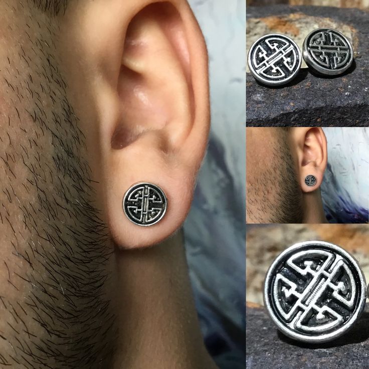 three pictures of the same ear with different designs on them