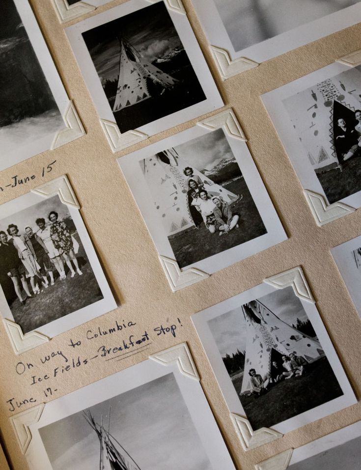 old black and white photographs are on display