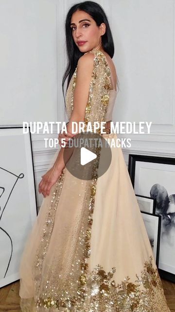 Dupatta Into Cape, Sharara Draping Styles, Western Dupatta Style, Dupatta Draping Styles For Sangeet, Ways To Drape A Dupatta, Dupatta Styling For Lehenga, Western Dress With Dupatta, Choli Draping Style, Drapping Dupatta Ideas