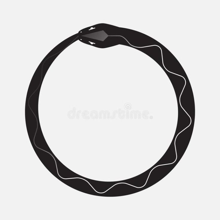 a black and white image of a snake in a circle royalty illustration on a white background