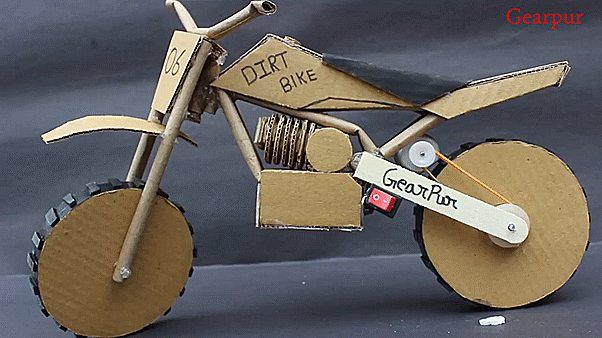 a paper model of a dirt bike on wheels