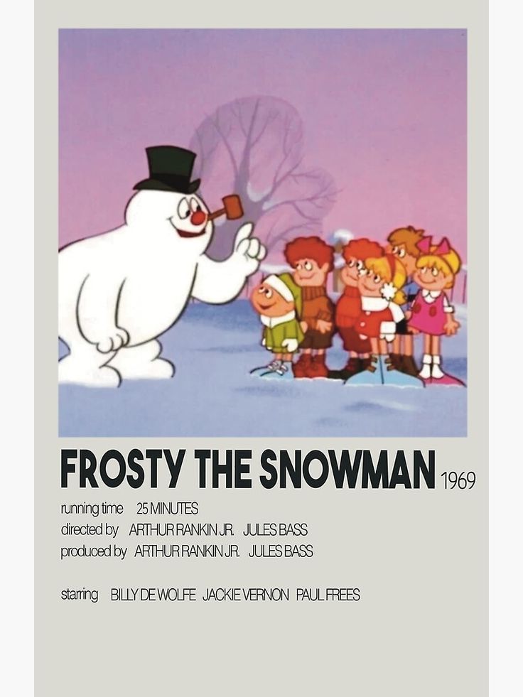 frosty the snowman movie poster with children standing around and talking to each other