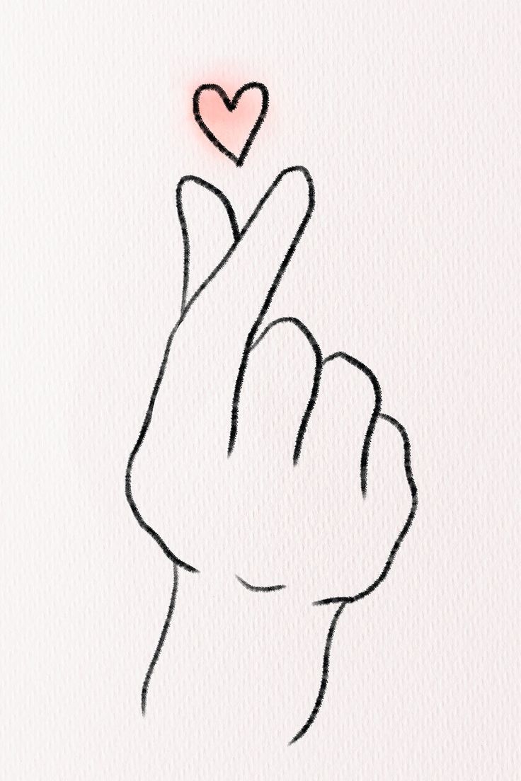 a drawing of a hand with a heart on it's finger and the word love written