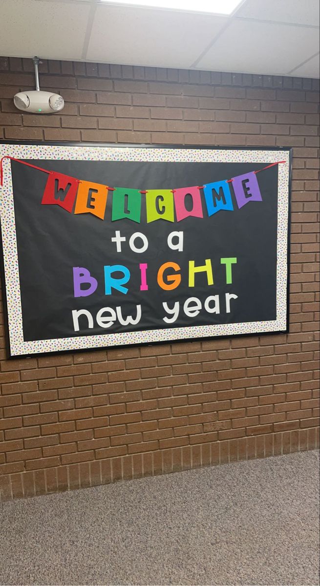 a welcome to a bright new year sign in front of a brick wall with the words welcome to a bright new year written on it