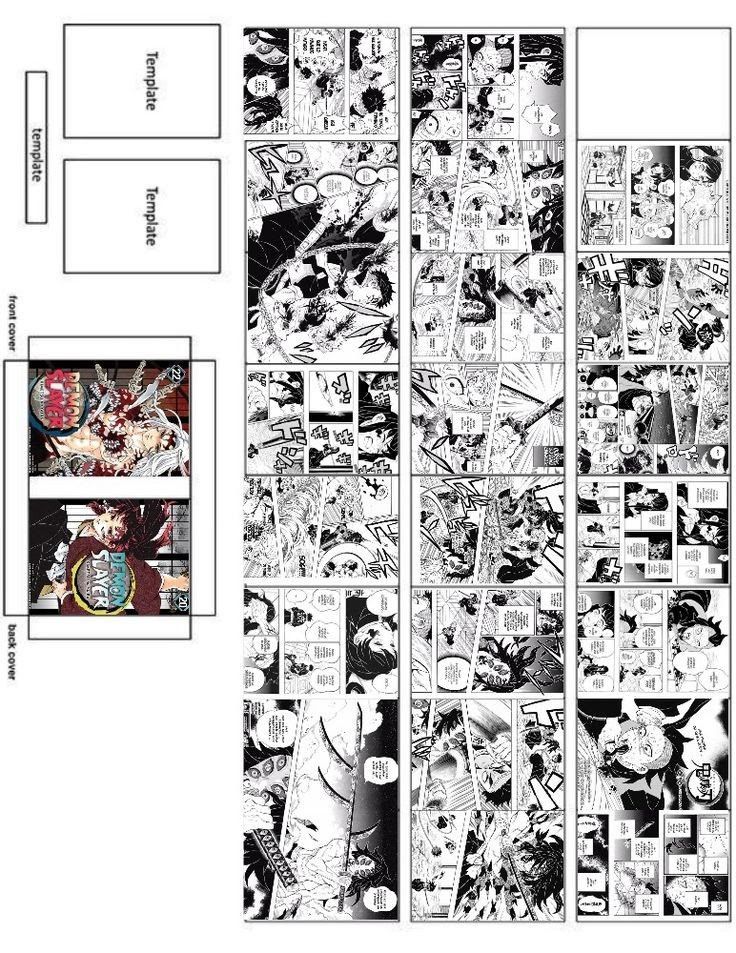 an image of comic pages with black and white images on them, all in different sizes