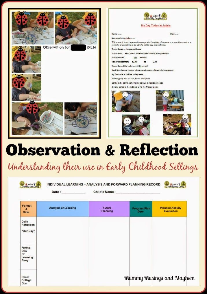 an image of the observation and reflection activity for children to learn how to use them