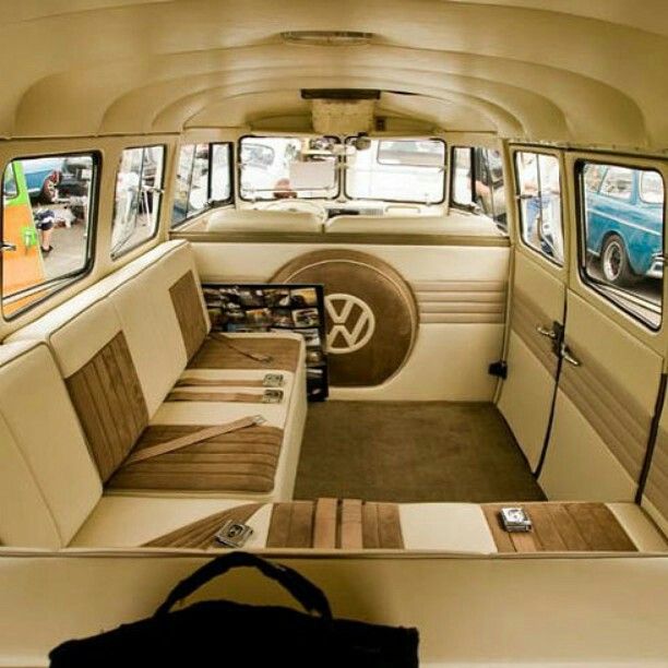 the interior of an old bus with several windows