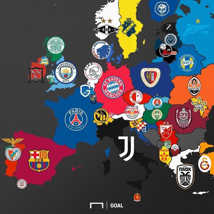 a map with all the different soccer teams on it