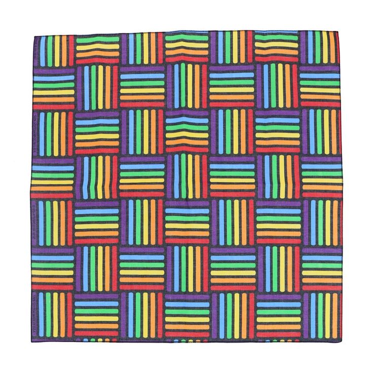 a multicolored square pattern on a white background