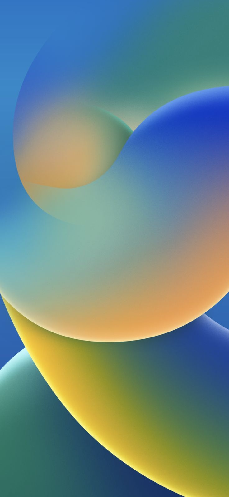 an abstract background with blue, yellow and green curves on the bottom half of it