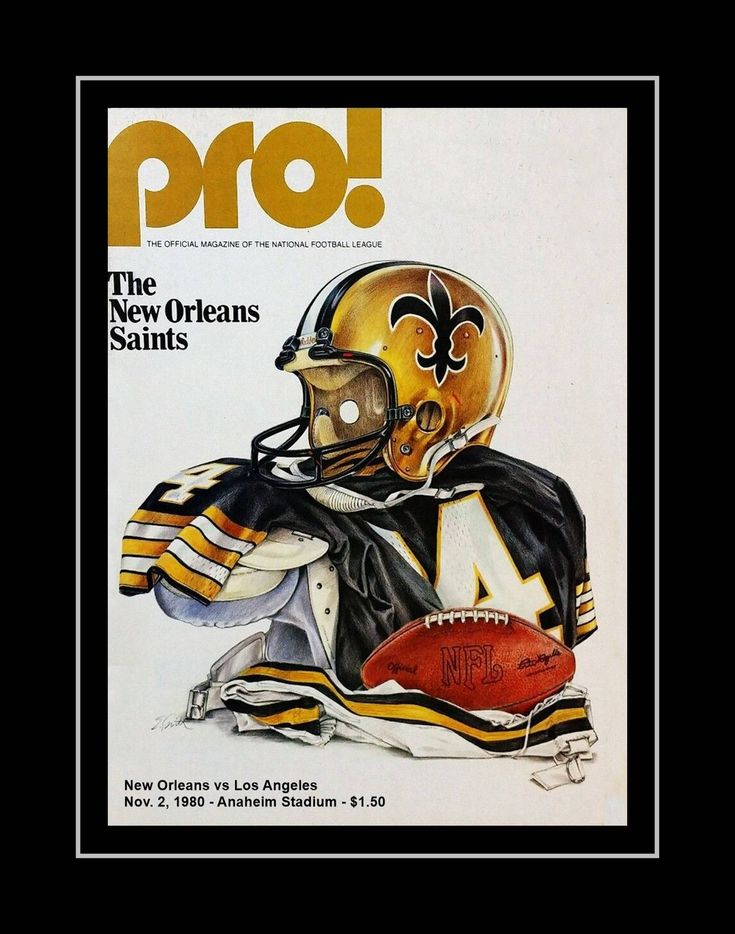 the cover of pro football magazine with a drawing of a new orleans saints player holding a football