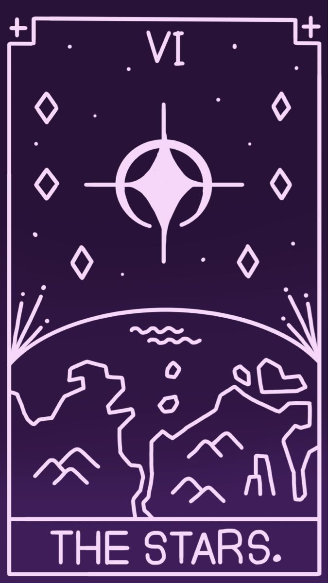 the stars tarot card is shown in purple