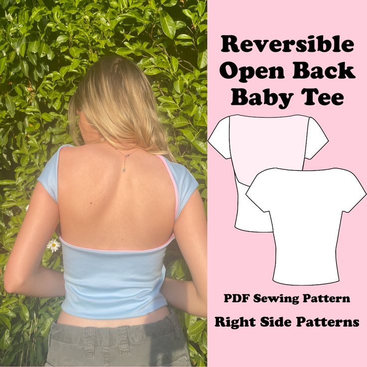 the back of a woman's crop top sewing pattern