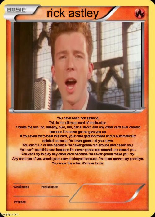 a card with an image of a man singing into a microphone and the words rick astley on it