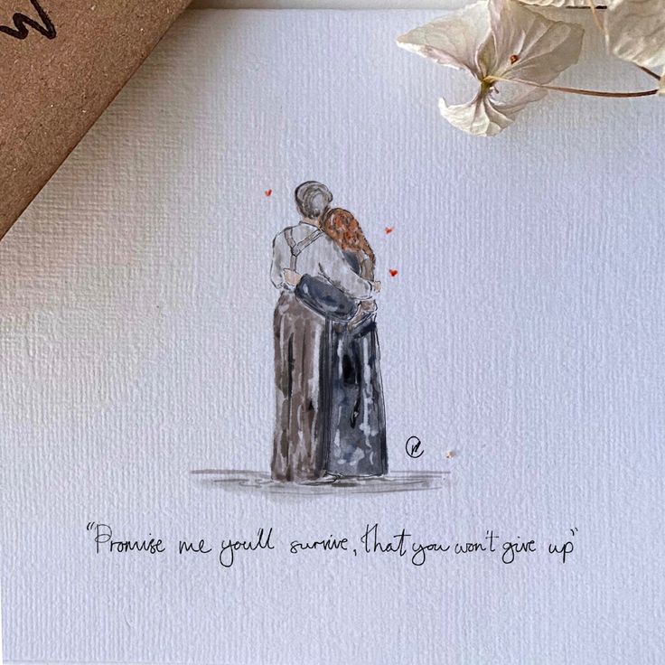 a card with an image of two people hugging each other