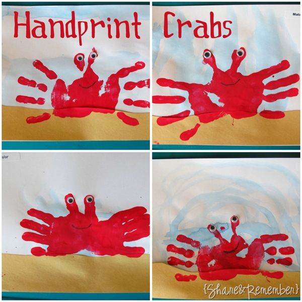 handprint crab craft for kids to make