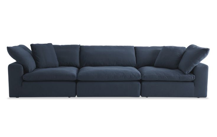 Imagine being able to create living room seating the way you want it. That's where my Dream 3 Piece Modular Sofa comes in! In addition to the two included accent pillows, this easy-to-match sofa is also modular- meaning you can fit it in most spaces to customize your look! Did I mention the oversized, Bob-O-Pedic loaded cushions that happen to be reversible, and the cozy jersey knit-like fabric and feather blend pillows?! Sigh. So many features to daydream about with this gamechanger! | Dream Na Mid Modern House, Dream Couch, Bob's Discount Furniture, Living The Dream, Room Seating, Apartment Life, Furniture Care, Mattress Store, Discount Furniture