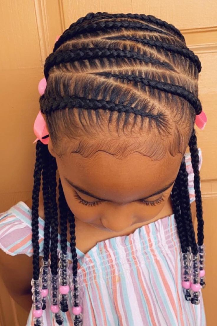 Kiddies Hairstyles with Beads Cute Hairstyles For Lil Kids, Kid Braided Hairstyles Black, Girl Braided Hairstyles Kids Black, Toddler Hair Braiding Styles, Black Kid Hairstyles Braids, Girl Braids Hairstyles Kids Black Little, Braids For Black Kids Girl Hairstyles, Black Lil Girl Hairstyles, Girls Braids Black Kids Natural Hair