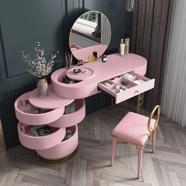 pink vanity dressing table with stool and mirror for sale in london, united kingdom - furniture