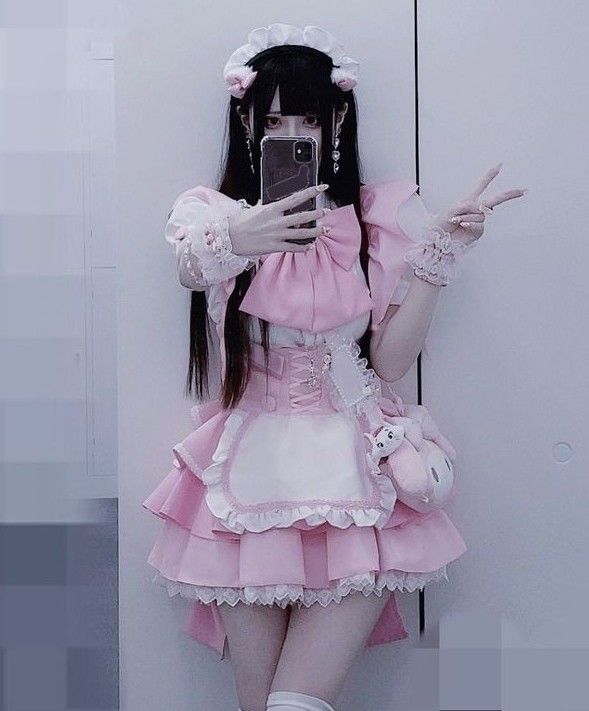 pink maid outfit ideas fashion inspo Maid Outfit Ideas, Pink Maid Outfit, Outfit Ideas Fashion, 일본 패션, Maid Cosplay, Maid Outfit, Kawaii Fashion Outfits, Dress Aesthetic, Punk Outfits