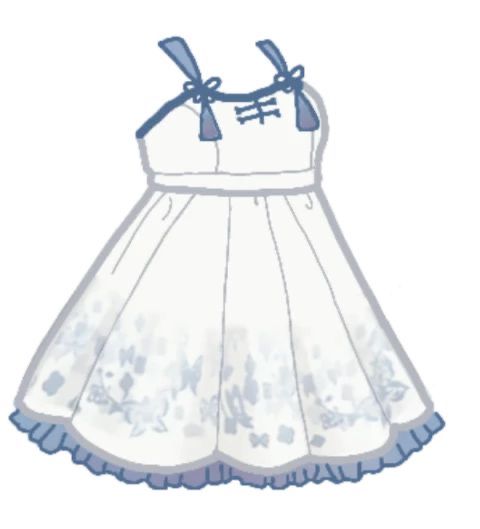 a white dress with blue trims and bows