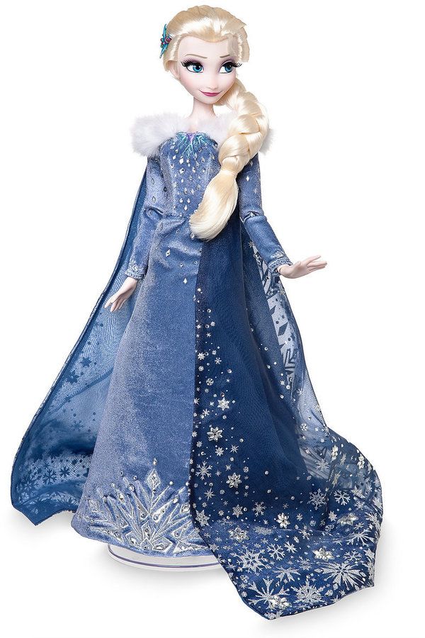 a frozen princess doll with long hair and blue dress