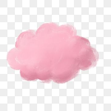 a pink cloud on a white background, with some watercolor paint in the middle