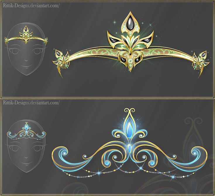 an artistic set of gold and silver designs